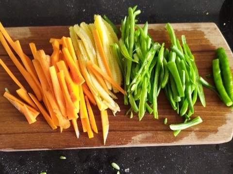 Cut all veggies lengthwise